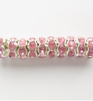 Rondelle Spacer 6mm Silver/Light Pink